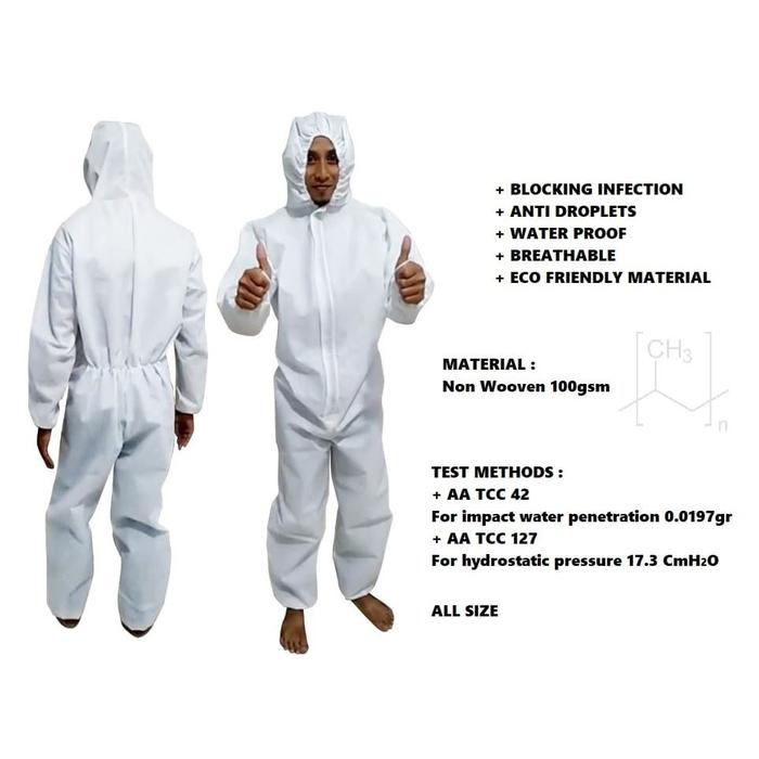 Gambar Alat Pelindung Diri / APD / 100gsm / Hazmat Suit / Uji Lab ATTCC42 dari SUKSES GARMENT undefined Tokopedia