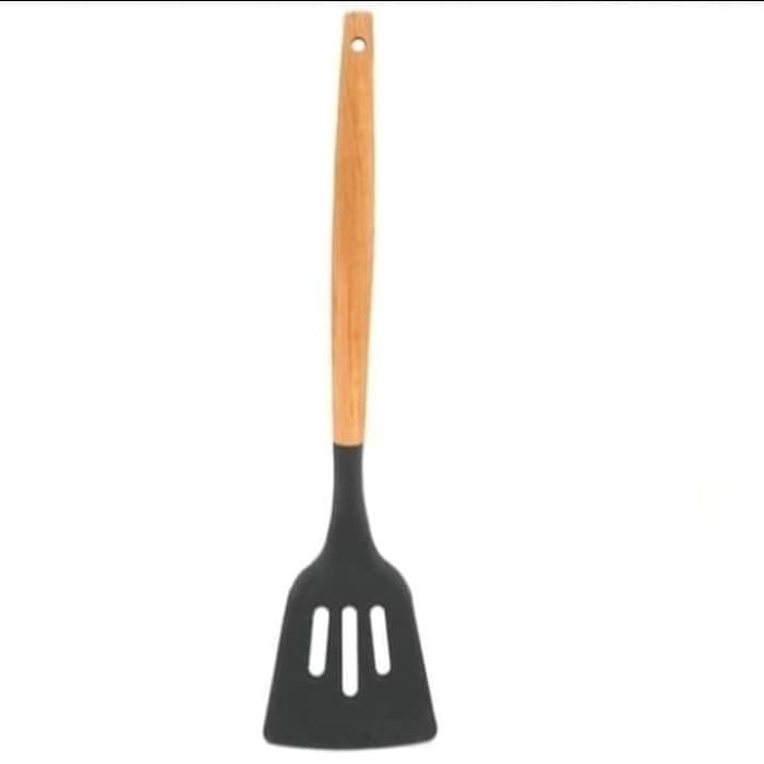 Gambar KH AM0931 Turner Silicone Spatula Scrapper Sodet Kayu Sutil Silikon dari Homesupermart_NEW undefined Tokopedia