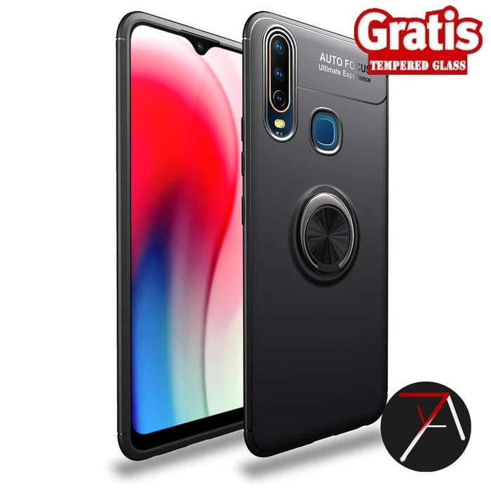 Gambar Vivo Y12i Invisible I Ring iRing Soft Case Cover Casing Tempered Glass - Hitam dari 17 Agustus Case undefined Tokopedia