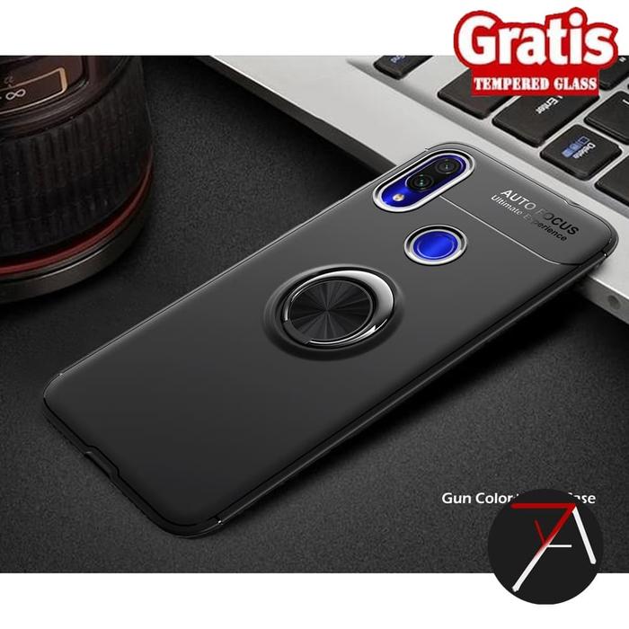 Samsung Galaxy A30 Invisible I Ring iRing Soft Case Tempered Glass Hitam