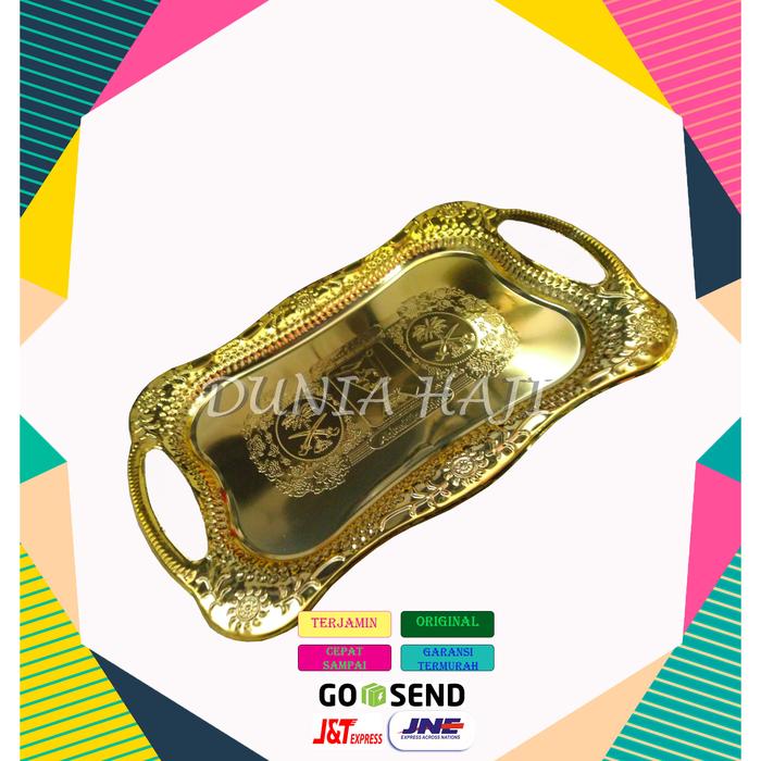Gambar Nampan Besar khas Arab Stainlees Steel gold Oleh Oleh Haji dan Umroh Souvenir Wadah - motif 2 dari duniahaji undefined Tokopedia