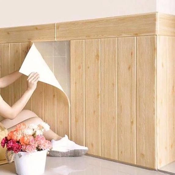Gambar Wallpaper Dinding 3D Foam Motif Kayu | Waterproof | 70cm x 70cm 4mm dari Wisterias Shop undefined Tokopedia