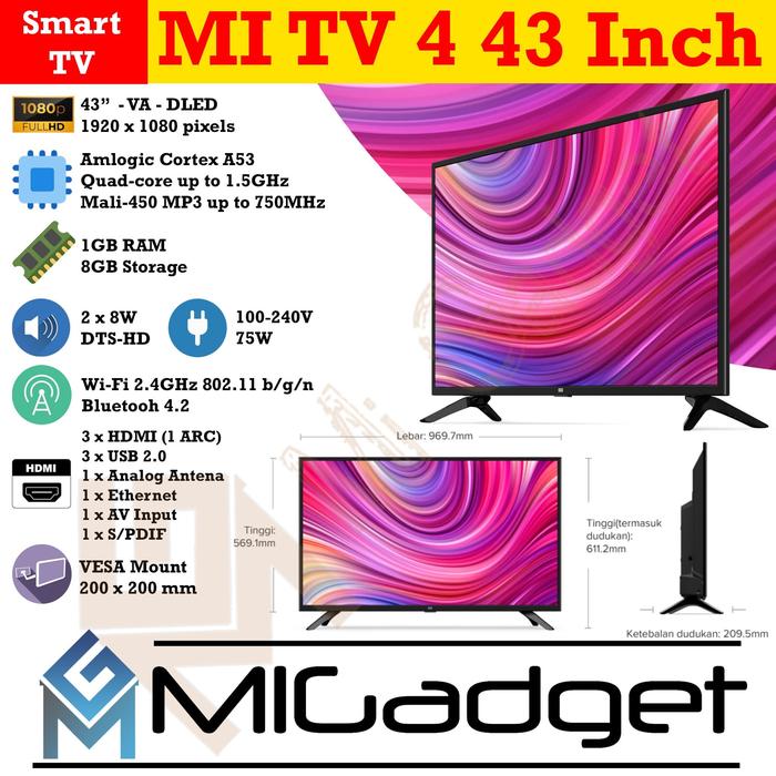 Jual Xiaomi Mi Tv 4 43 Inch Mitv 4 43 Full Hd Android Pie 9 Smart Tv Kota Malang Mi Gadget Tokopedia