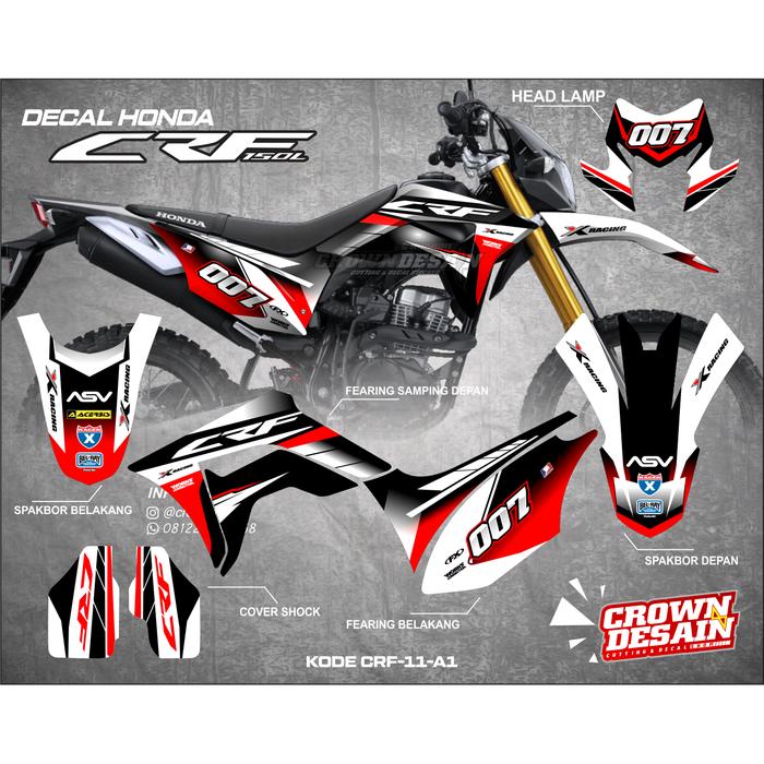 Gambar Crown Decal Stiker CRF 150L Sticker Variasi Striping CRF 150L CRF11 - Merah dari crown desain undefined Tokopedia