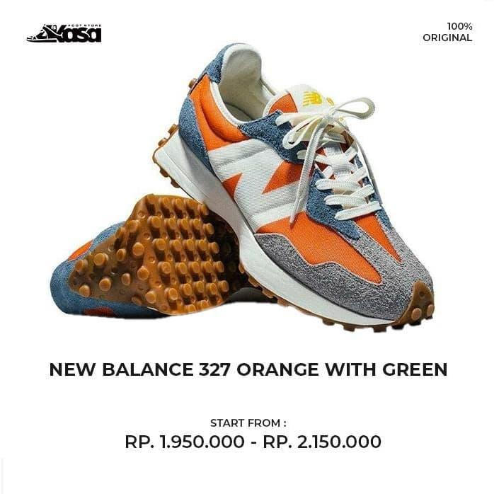 Jual NEW BALANCE 327 ORANGE WITH GREY Kota Bandung