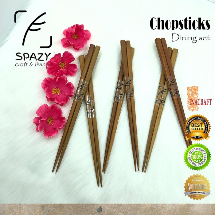 Gambar SPAZY Premium Chopsticks - Sumpit Kayu / Chopstick / Sumpit Makan - Wooden Brown dari spazyR undefined Tokopedia