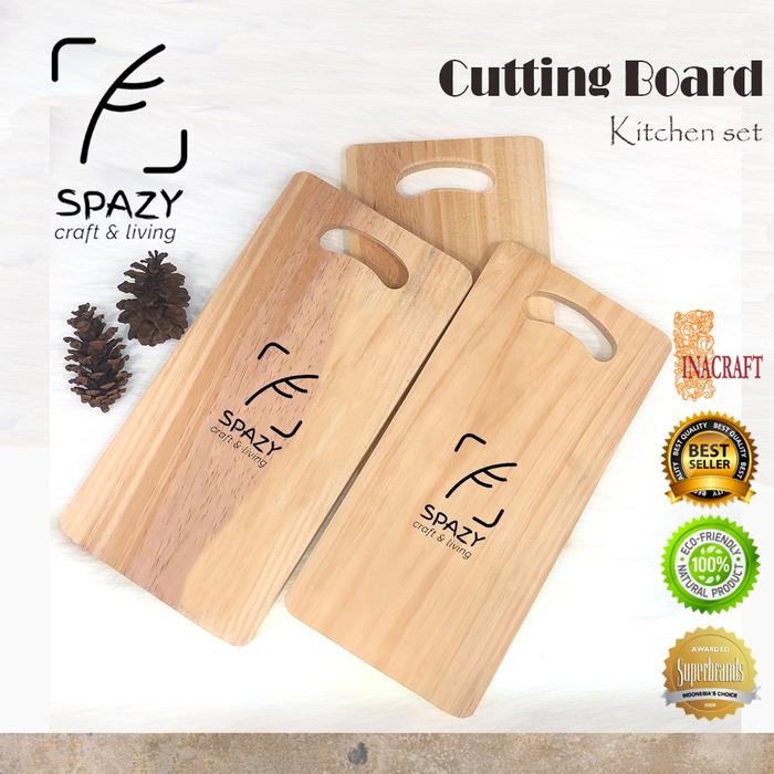 Gambar SPAZY Premium Pinus Cutting Board - Talenan Kayu Pinus / Kotak / Pizza - PANJANG 30X14 dari spazyR undefined Tokopedia