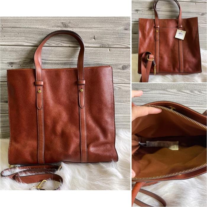 fossil kingston tote medium brown