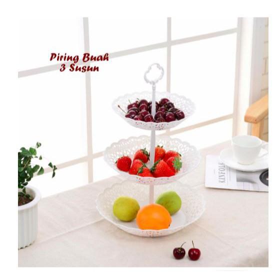 Gambar Tempat buah 3 susun - piring buah 3 tingkat - wadah buah Berkualitas dari CALIEFT undefined Tokopedia