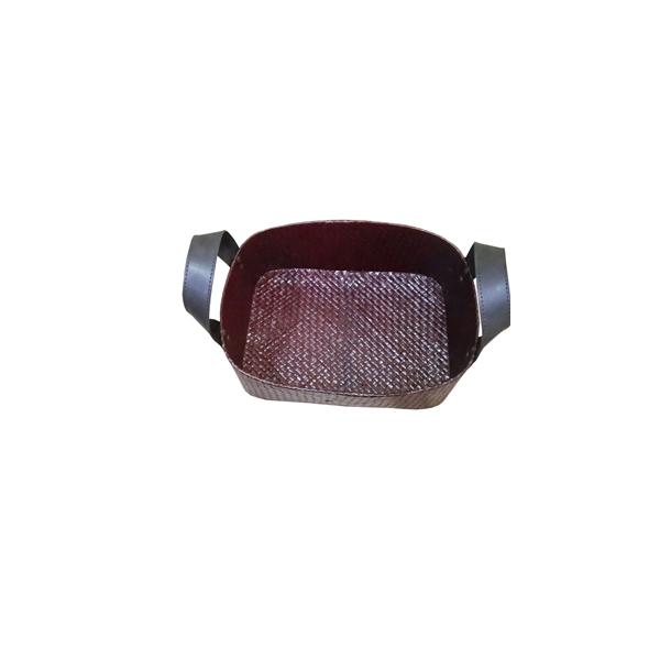 Gambar Keranjang Oval Tali PU Anyaman Pandan - Dark Brown - Tilavie - S dari TilavieHome undefined Tokopedia