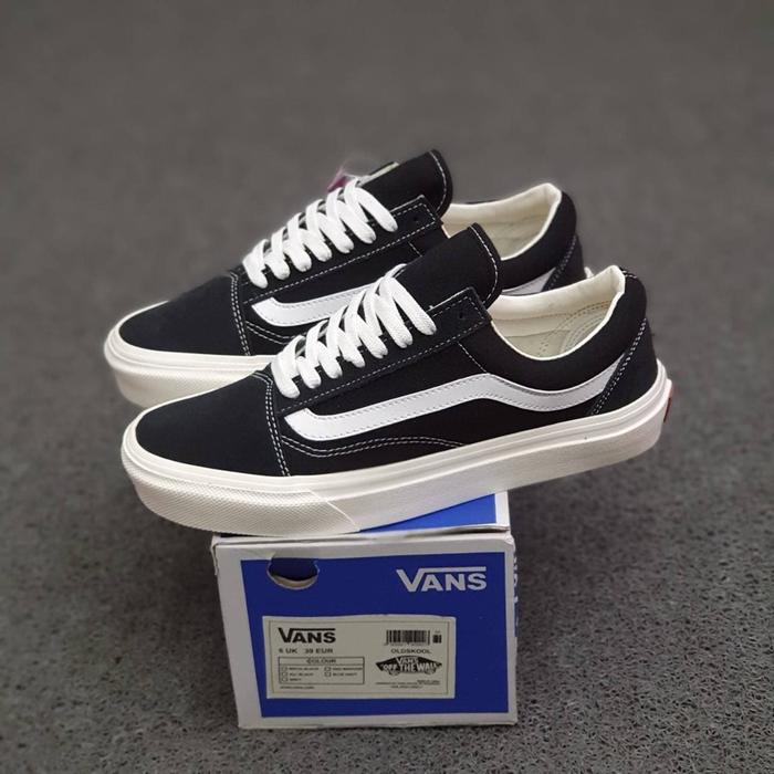 Sepatu Vans OLD SKOOL OG BLACK white 39-43 Import quality Hitam, 39