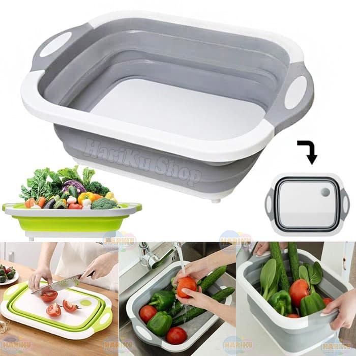 Gambar Talenan Lipat Baskom Serbaguna Wadah Cuci Buah Sayuran Portable 3 in 1 dari Hariku Shop Store undefined Tokopedia