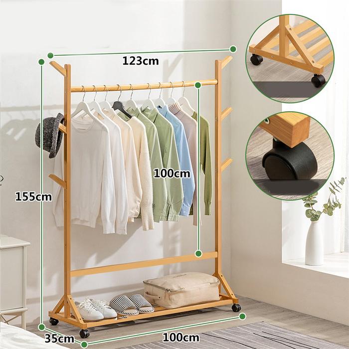 Jual Mainland Rak Gantung Baju Stand Hanger Pakaian Serbaguna Hsh201 Rak Baju Kayu Kota Tangerang Mainland Tokopedia