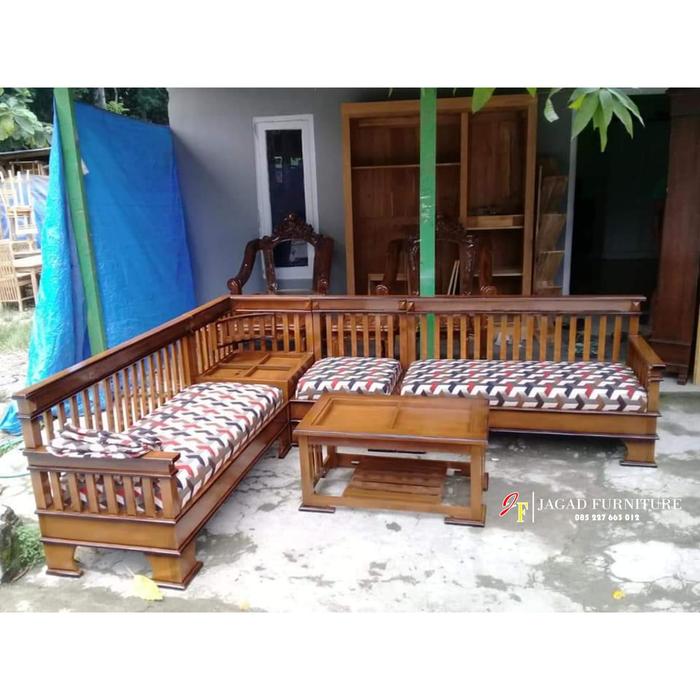 Gambar kursi meja tamu minimalis jari jari sudut dari Jagad Furniture Jepara undefined Tokopedia