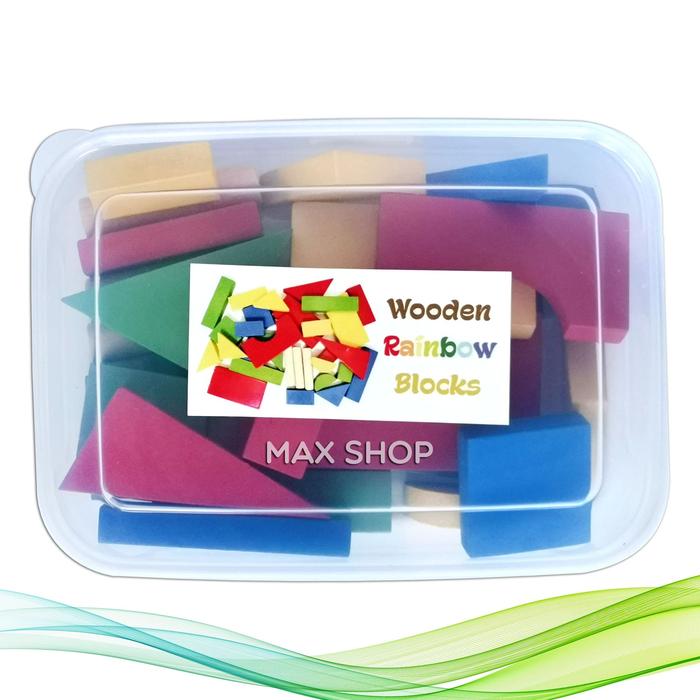 Gambar Balok Kayu Kontainer isi 25pcs - Mainan Edukasi Anak Wooden Puzzle dari Maxshop undefined Tokopedia