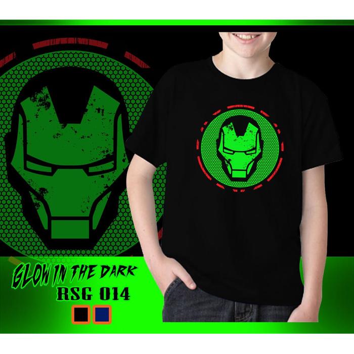 Gambar Baju Kaos Tshirt Anak Cowok Iron Man Glow In The Dark Avengers Rhymes - Hitam, S dari Gflash undefined Tokopedia