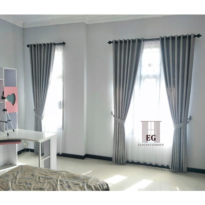 Gambar Gorden Jendela Blackout Minimalis / Gordyn / Curtain Ame-03 Abu Muda - L100xT250 dari Elegant Gorden undefined Tokopedia