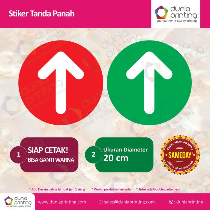 Gambar Stiker Tanda Panah-Diamater 20 cm - Stiker Vinyl + laminating - contoh gambar dari duniaprinting.id undefined Tokopedia