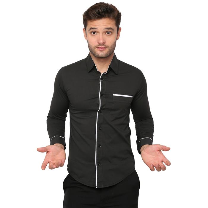Gambar BAJU KEMEJA KOREA PRIA SLIM FIT LENGAN PANJANG KUALITAS MALL - LNG 1061, L dari Gioflo undefined Tokopedia