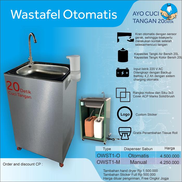 Jual Mesin Cuci Tangan Otomatis Wastafel Otomatis Sensor Kran 2 Kota Yogyakarta Aneksa Wallclock 