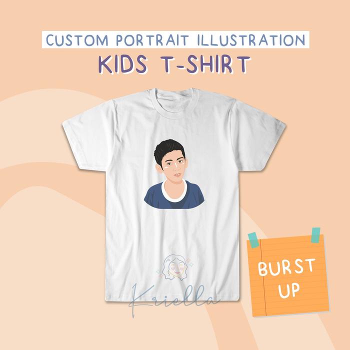 Gambar Custom Portrait Illustration Kids T-shirt - Putih dari Kriella undefined Tokopedia