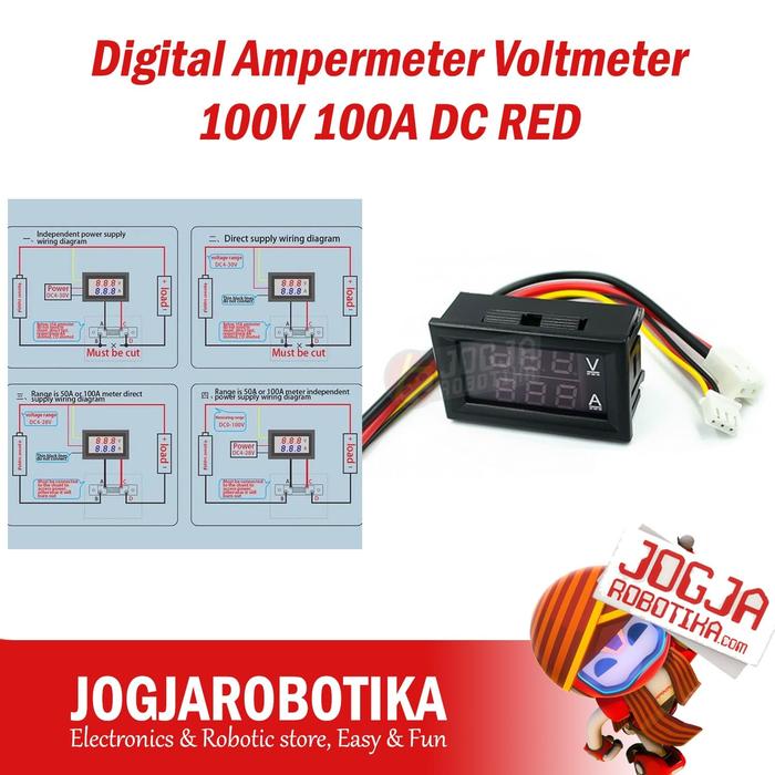 Gambar Digital Ampermeter Voltmeter 100V 100A DC RED dari Jogjarobotika undefined Tokopedia