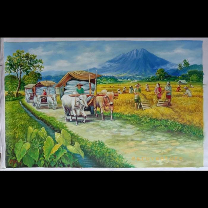 Jual Lukisan Panen Raya Sapi Pedati 135cmx865cm Kab Sukabumi Saruva Store Tokopedia