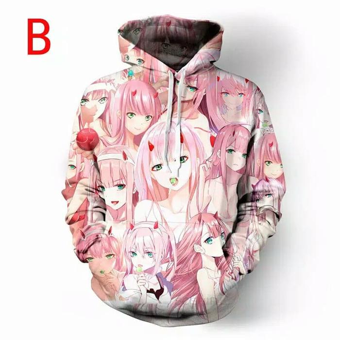 Gambar SWEATER HOODIE ANINE DARLING IN THE FRANXX 02 ZERO AHEGAO 3D - Model B, XXL dari FASHION GLAMOUR18 undefined Tokopedia