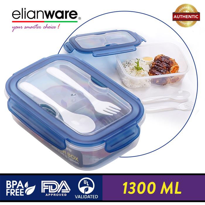 Gambar Tempat Makan Anti Tumpah Elianware Ezy-Lock Acrylic Microwavable Lunch Box Anti-Leak Lunchbox Bento (1.3L) - Biru dari Elianware indonesia undefined Tokopedia
