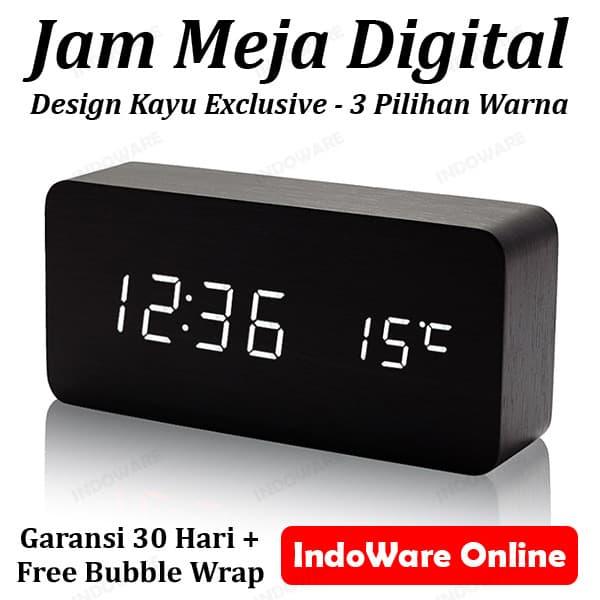 Gambar Jam Meja Kayu Led Digital / Digital Wood Smart Alarm Clock - Hitam Led Putih dari Indoware Online undefined Tokopedia