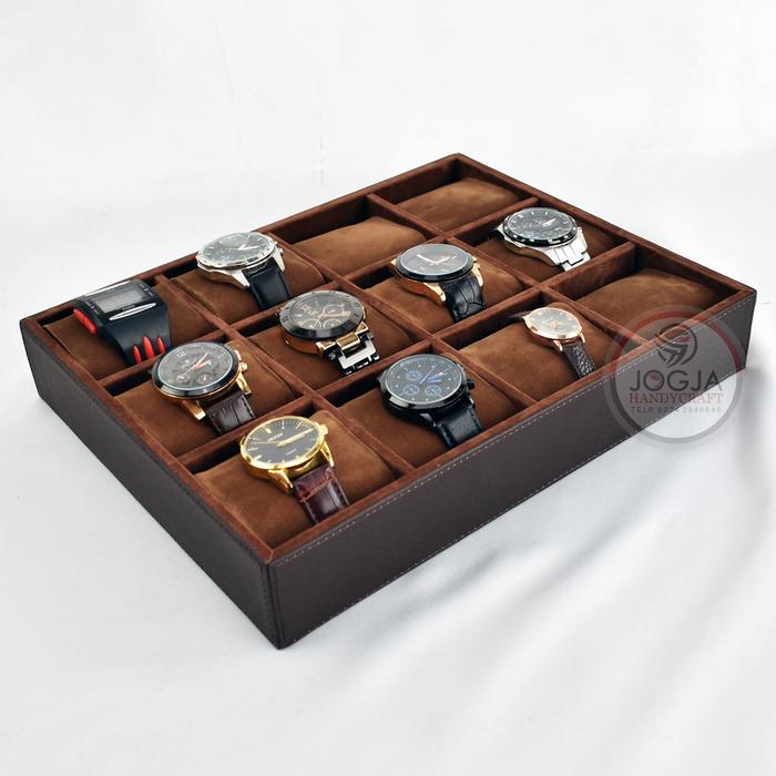 Gambar NEW Watch Tray Display Storage Case Watches / Kotak Tempat Jam Tangan / Box Jam Tangan Jumbo Penyimpanan - Cokelat dari Jogja Handycraft_NEW undefined Tokopedia