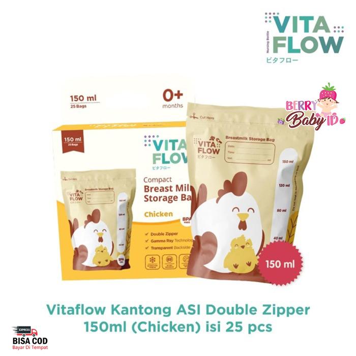 Gambar Vitaflow Kantong Susu Asi Breastmilk Storage Bag 25 Pouch @ 150 Ml - Orange dari Berry Baby undefined Tokopedia