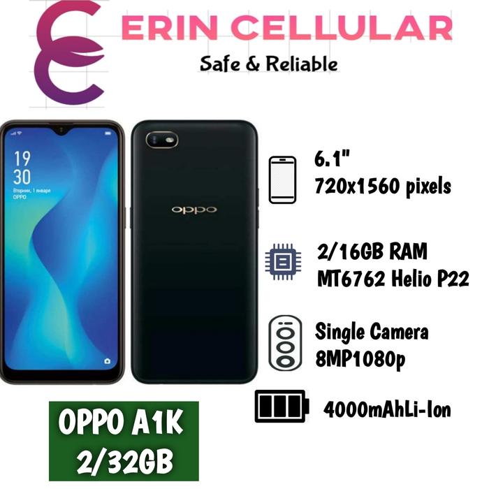 Gambar Hp NEW Oppo A1K Ram 2/32GB -GRS RESMI OPPO 1THN -Hitam & merah - Hitam dari ERIN CELULAR undefined Tokopedia