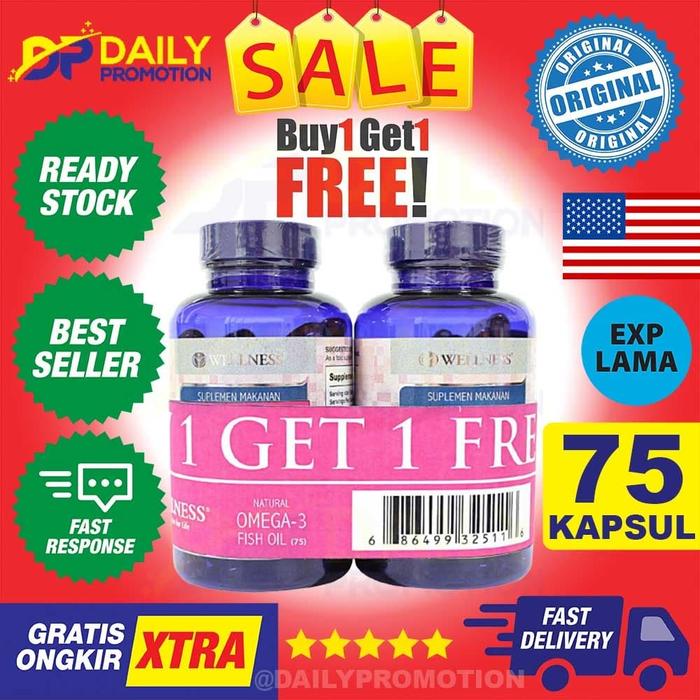 Gambar WELLNESS OMEGA 3 1000 MG FISH SALMON OIL - 75 SOFTGELS (BUY 1 GET 1) dari DAILY PROMOTION undefined Tokopedia