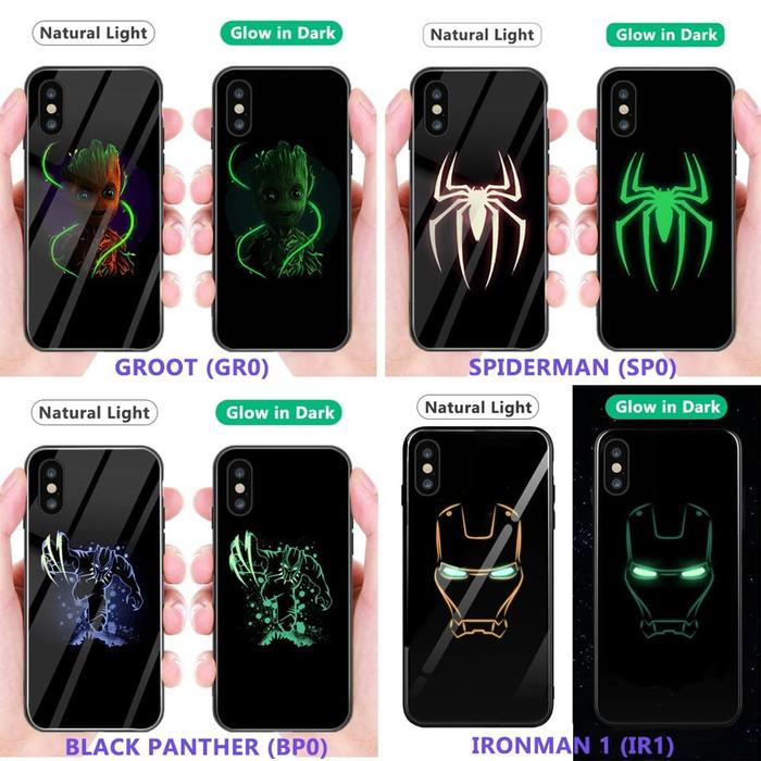 Luminous Case iPhone 7/8/X Samsung S9 Casing Glow in Dark 3D- Marvel  iPhone 8, IR1