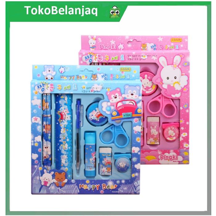 Gambar Set alat tulis anak karakter sekolah pensil penggaris gunting ATK lucu - Biru dari Toko Belanjaq undefined Tokopedia