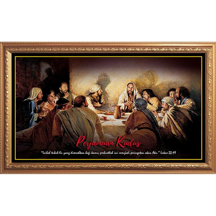 Jual Lukisan Perjamuan Kudus Kanvas Grs 100 X 55cm Hiasan Dinding Rohani Jakarta Selatan Toko Rohani Elora Tokopedia