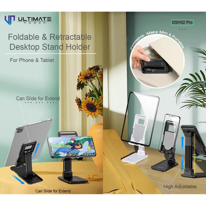Gambar PROMO Ultimate Foldable Retractable Desktop Stand Holder Phone/ Tablet - Hitam dari Ultimate Power Official undefined Tokopedia