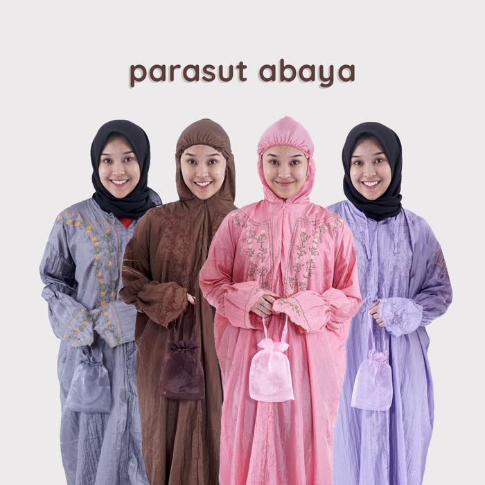 Gambar mukena dewasa traveling parasut abaya terusan - Putih dari ALFAUZI COLLECTION undefined Tokopedia
