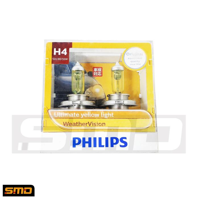 Lampu Philips H4 6055w Weather Vision Original Lampu Halogen Mobil