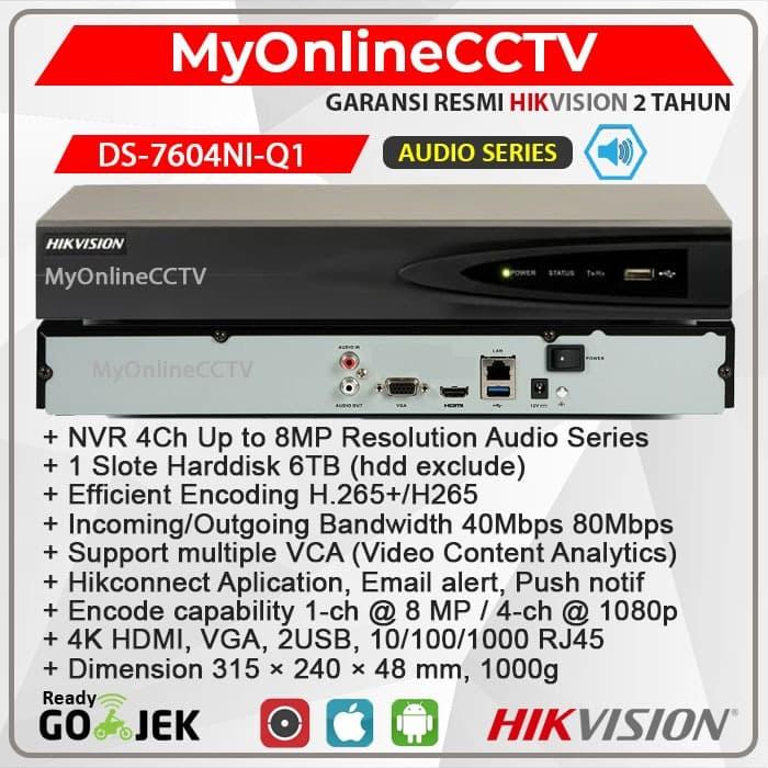 Gambar DS-7604NI-Q1 NVR IP Camera CCTV Hikvision 4 ch Kamera Onvif Non POE - NON BUNDLING dari MyOnlineCCTV undefined Tokopedia