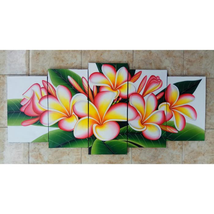 Gambar Lukisan panel bunga kamboja Bali 5in1 - Merah Putih dari Srie painting Bali undefined Tokopedia
