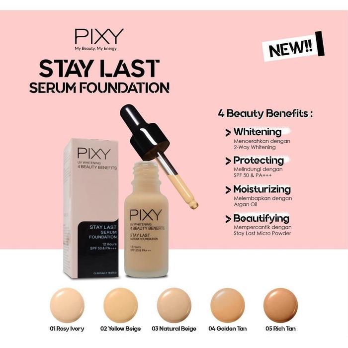 Gambar PIXI UV Whitening Stay Last Serum Foundation 17ml - PIXY Stay 02 dari madame fany undefined Tokopedia