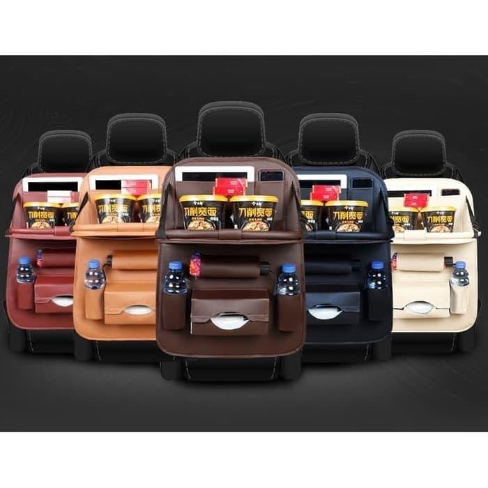 Gambar BHO45 Premium Leather Car Seat Organizer dengan Meja Lipat - Coklat Tua dari Laris 668 undefined Tokopedia