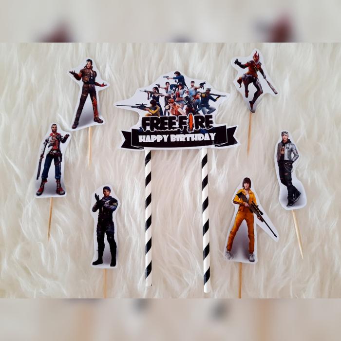 Jual Topper Free Fire topper puding hiasan kue topper tart Kab