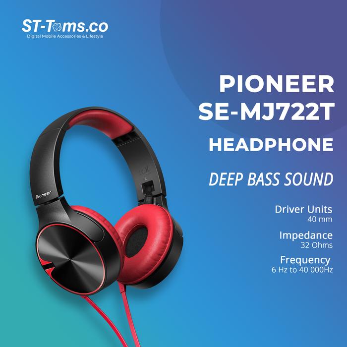 Gambar PIONEER SE MJ722T / SEMJ722T DEEP BASS Sound Dynamic Headphone - Red dari ST-Toms.co undefined Tokopedia