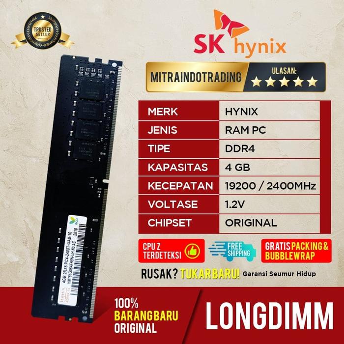 Jual RAM HYNIX LONGDIMM DDR4 4GB PC19200 2400MHZ BERGARANSI