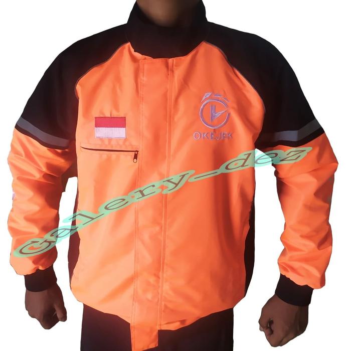 Gambar Jaket ojol oke jek logo baru model bomber sport - Orange, L dari Galery dez undefined Tokopedia