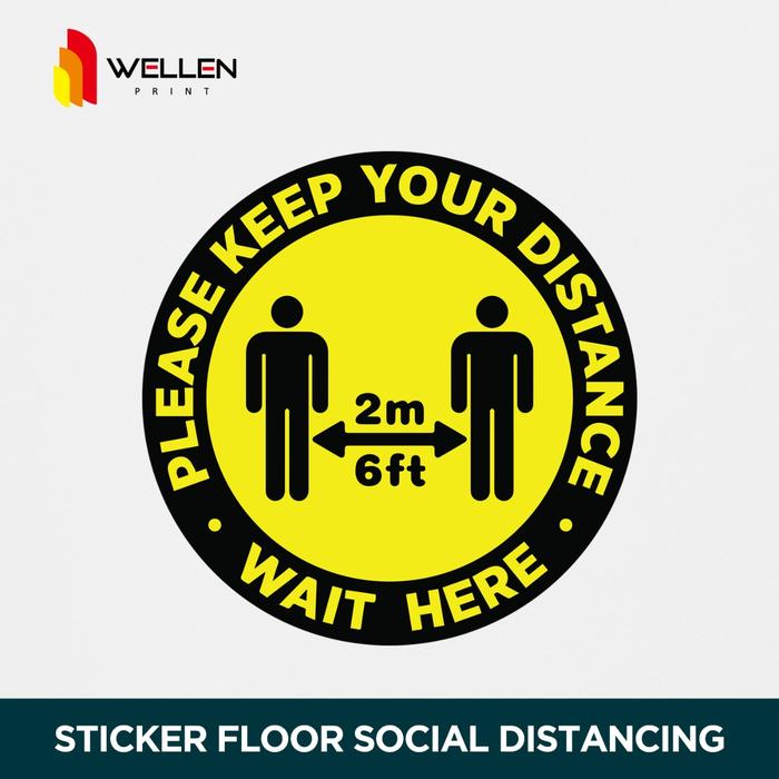 Gambar Sticker / Stiker Lantai / Floor Sosial Distancing / Jaga Jarak Corona - 20x20 Bulat 01 dari WELLEN PRINT OFFICIAL undefined Tokopedia