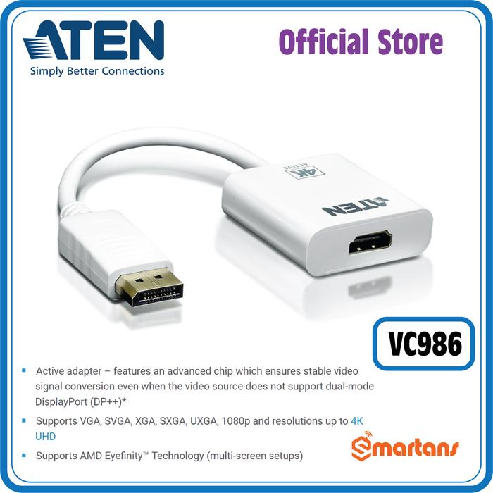 Gambar Aten VC986-AT - DisplayPort to 4k HDMI Adapter. 1920x1080 60Hz dari Smartans undefined Tokopedia